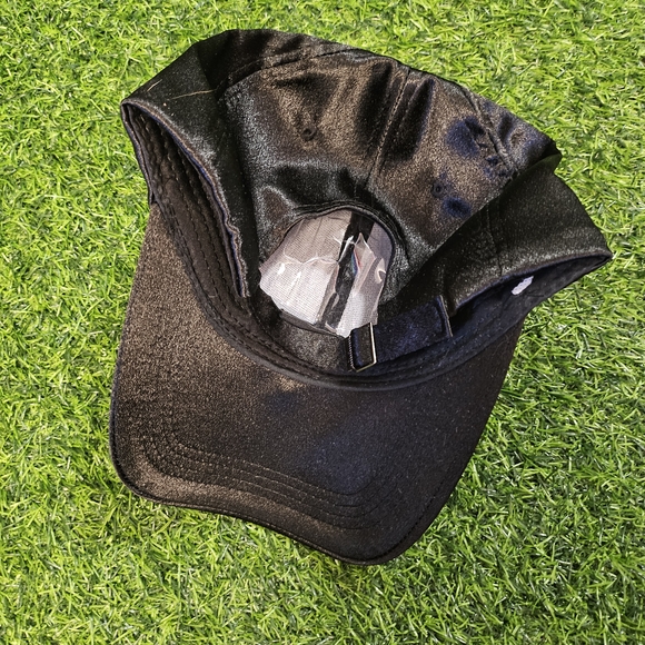 Black Satin Baseball Cap - Picture 3 of 4